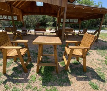 Quality Patio Furniture Tall Wide Deck Chairs and Tall Square Bistro Table
Handcrafted by Jack Hudson (830) 367-3848 Tall Wide Deck Chairs and Tall Square Bistro Table Quality Patio Furniture Handcrafted by Jack Hudson (830) 367-3848