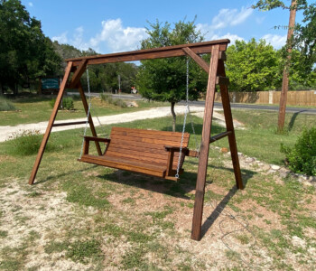 Quality Patio Furniture 5 ft. Low Back Porch Swing with 9 ft. A-Frame color Canyon Brown Handcrafted by Jack Hudson (830) 367-3848 Quality Patio Furniture 5 ft. Low Back Porch Swing with 9 ft. A-Frame color Canyon Brown Quality Patio Furniture Handcrafted by Jack Hudson (830) 367-3848