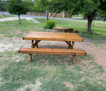 Quality Patio Furniture handcrafted 8 ft. Heavy Duty Picnic Table with Attached Benches Handcrafted by Jack Hudson (830) 367-3848 8 ft. Heavy Duty Picnic Table with Attached Benches Quality Patio Furniture Handcrafted by Jack Hudson (830) 367-3848