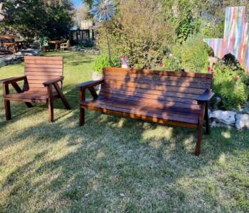 Quality Patio Furniture 6 ft. Low Back Couch and Wide Deck Chair at Gardens at the Ridge and Cafe in Kerrville, Texas furniture Handcrafted by Jack Hudson (830) 367-3848 6 ft. Low Back Couch and Wide Deck Chair at Gardens at the Ridge Quality Patio Furniture Handcrafted by Jack Hudson (830) 367-3848
