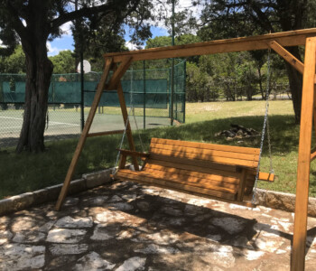 Quality Patio Furniture 9 ft. A-Frame and 5 ft. Porch Swing by Tennis Court Handcrafted by Jack Hudson (830) 367-3848 9 ft. A-Frame and 5 ft. Porch Swing by Tennis Court Quality Patio Furniture Handcrafted by Jack Hudson (830) 367-3848