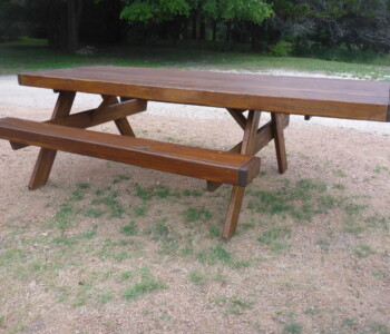 Quality Patio Furniture ADA Approved handcrafted 8 ft. Heavy Duty Picnic Table with Attached Benches (830) 367-3848 Quality Patio Furniture ADA Approved 8 ft. Heavy Duty Picnic Table with Attached Benches