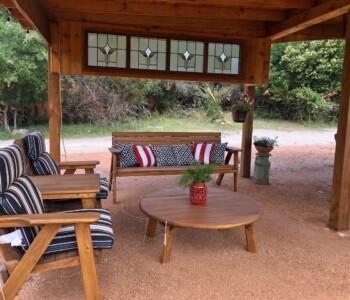 Quality Patio Furniture handcrafted 6 ft. Low Back Couch and Wide Side by Side Deck Chair (both displayed with cushions) with 46 inch Coffee Table Quality Patio Furniture 6 ft. Low Back Couch and Wide Side by Side Deck Chair, all with cushions, displayed with 46 inch Coffee Table