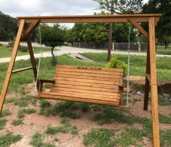 Quality Patio Furniture 5 ft. Porch Swing with 9 ft. A-Frame with custom engraving Handcrafted by Jack Hudson (830) 367-3848 5 ft. Porch Swing with 9 ft. A-Frame with custom engraving Quality Patio Furniture Handcrafted by Jack Hudson (830) 367-3848