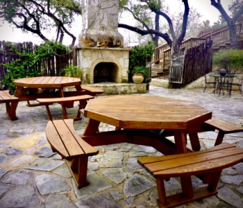 Quality Patio Furniture Octagon Picnic Table with Attached Benches Handcrafted by Jack Hudson (830) 367-3848 Octagon Picnic Table with Attached Benches Quality Patio Furniture Handcrafted by Jack Hudson (830) 367-3848