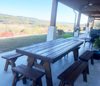 Quality Patio Furniture 8 ft Heavy Duty Picnic Table with four 4 ft. Separate Benches (830) 367-3848 Quality Patio Furniture Heavy Duty Picnic Table with four 4 ft. Separate Benches