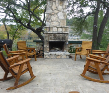 Quality Patio Furniture Rocking Chairs and Deck Chairs cozied up to an outdoor fireplace Handcrafted by Jack Hudson (830) 367-3848 Rocking Chairs and Deck Chairs cozied up to an outdoor fireplace Quality Patio Furniture Handcrafted by Jack Hudson (830) 367-3848