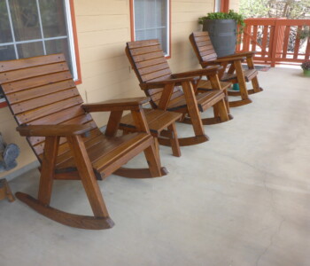 Quality Patio Furniture Rocking Chairs on porch with Side Tables Handcrafted by Jack Hudson (830) 367-3848 Rocking Chairs on porch pictured with Side Tables Quality Patio Furniture Handcrafted by Jack Hudson (830) 367-3848