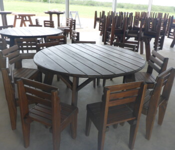 Quality Patio Furniture Round Picnic Table with Farmhouse Chairs Handcrafted by Jack Hudson (830) 367-3848 Round Picnic Table with Farmhouse Chairs Quality Patio Furniture Handcrafted by Jack Hudson (830) 367-384