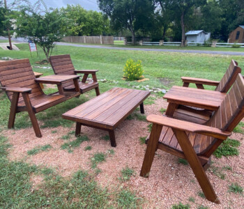 Quality Patio Furniture Side by Side Deck Chairs with 5 ft. Coffee Table color Canyon Brown Side by Side Deck Chairs with 5 ft. Coffee Table Quality Patio Furniture
