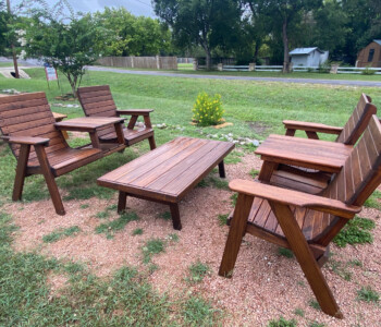 Quality Patio Furniture Side by Side Deck Chairs with 5 ft. Coffee Table color Canyon Brown Side by Side Deck Chairs with 5 ft. Coffee Table Quality Patio Furniture