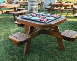 Quality Patio Furniture Straddle Seat Picnic Table with Attached Benches Handcrafted by Jack Hudson (830) 367-3848 Quality Patio Furniture Straddle Seat Picnic Table with Attached Benches - Seats 4 people Handcrafted by Jack Hudson (830) 367-3848